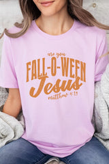 US3001P-E3143 Are You Fall O Ween Jesus Graphic Plus Tee $16