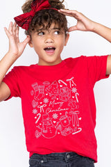 US3001Y-E3181Z Christmas Doodle Kids Graphic Tee $11