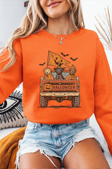 UL180P-E3150 Halloween Truck Dogs Graphic Plus Sweatshirt $25