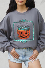 UL180-E3140 Halloween turquoise pumpkin Graphic Sweatshirt $20