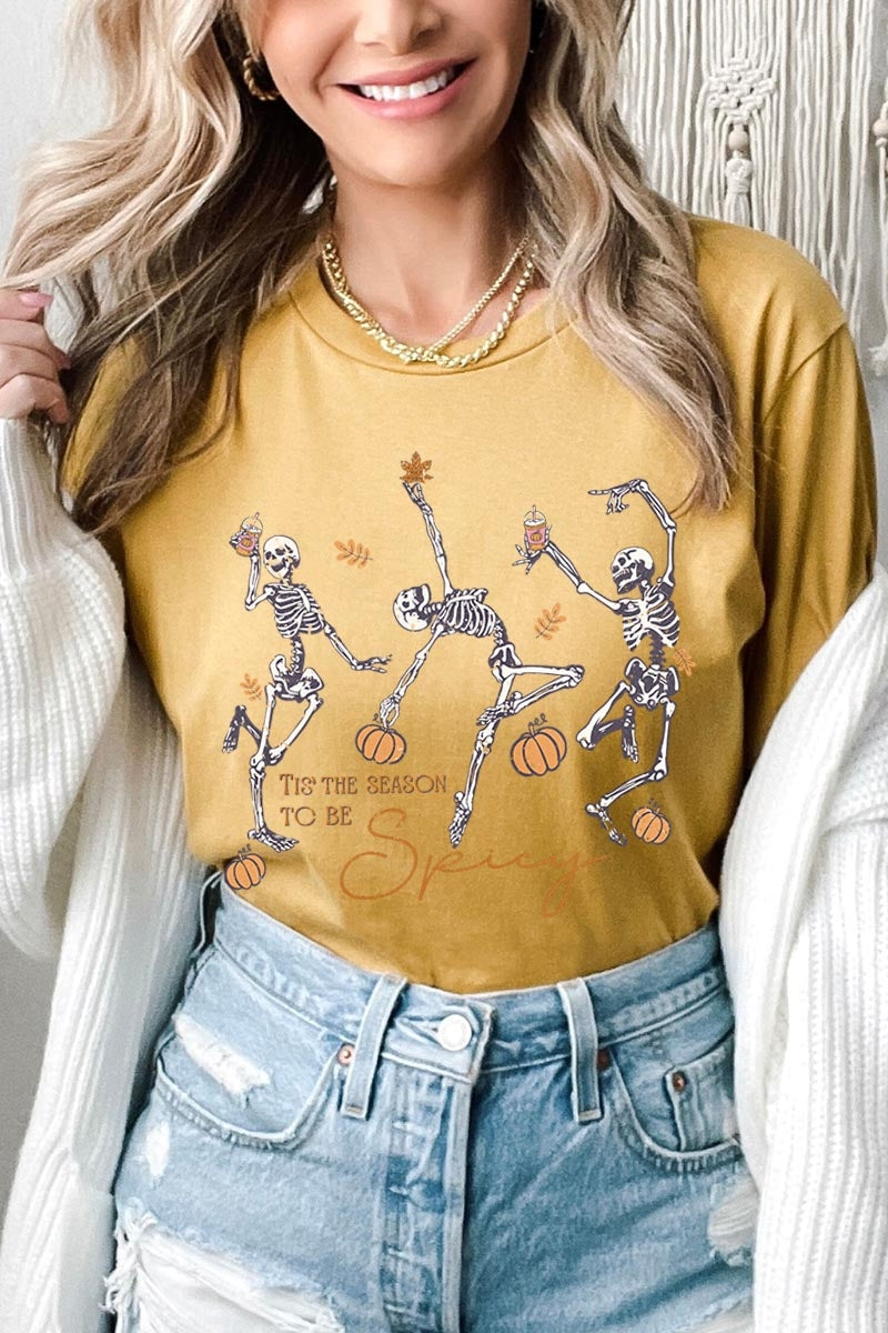 US3001-E3123 Halloween Skeleton Graphic Tee $12.5