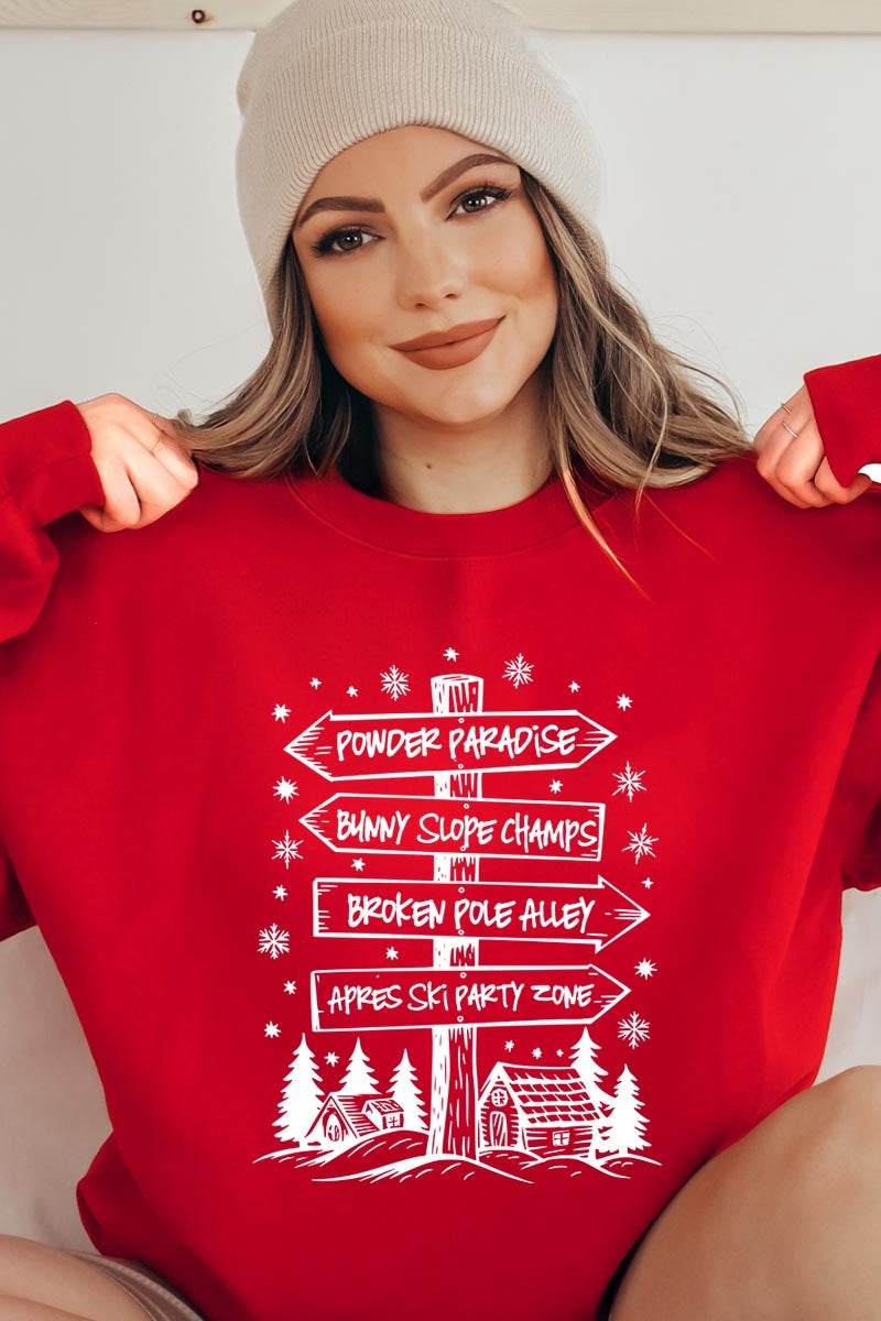 UL180-E3189 Ski Lodge Signs Graphic Sweatshirt $20