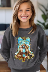 UL180B-E3184Z Turquoise Christmas Tree Kids Graphic Sweatshirt $20