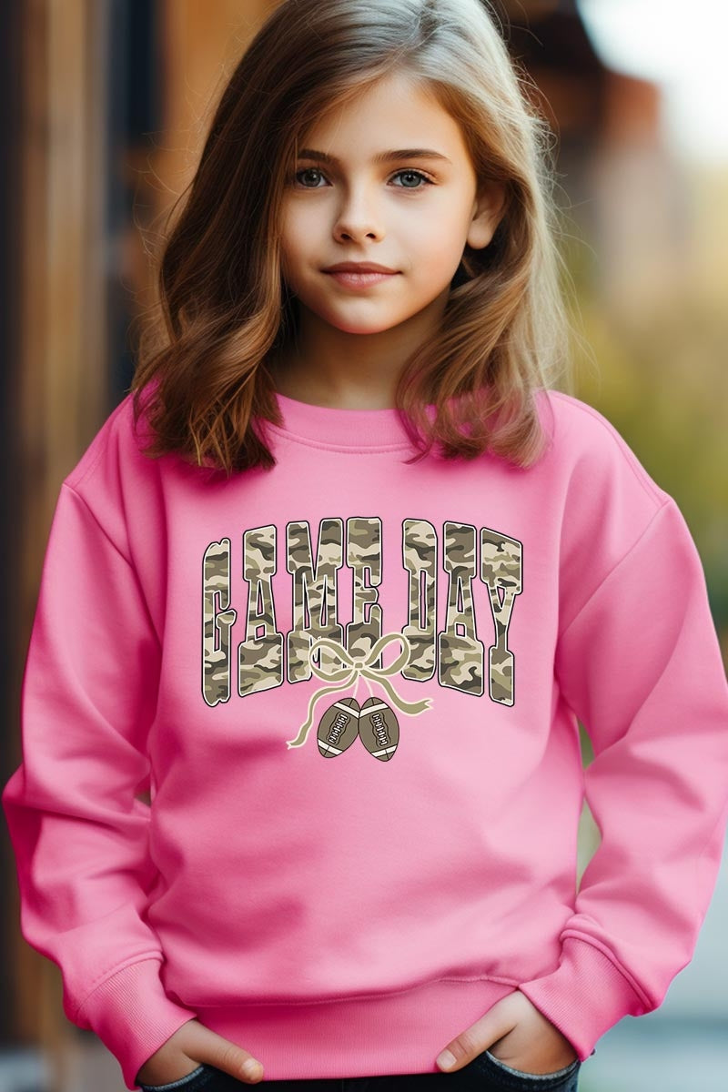UL180B-E3131Z Football Game Day Camo Kids Graphic Sweatshirt $20