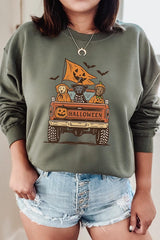 UL180P-E3150 Halloween Truck Dogs Graphic Plus Sweatshirt $25