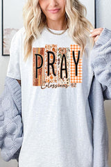 5000P-E3166 Pray Fall Christian Graphic Plus Heavy Cotton Tee $12.75