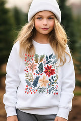 UL180B-E3186Z Floral Christmas Kids Graphic Sweatshirt $20