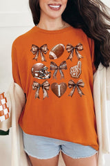 5000P-E3054 Cute Football and Bow Graphic Plus Heavy Cotton Tee $12.75