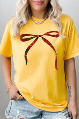 5000-E3211 Red Bow Christmas Graphic Heavy Cotton Tee $9