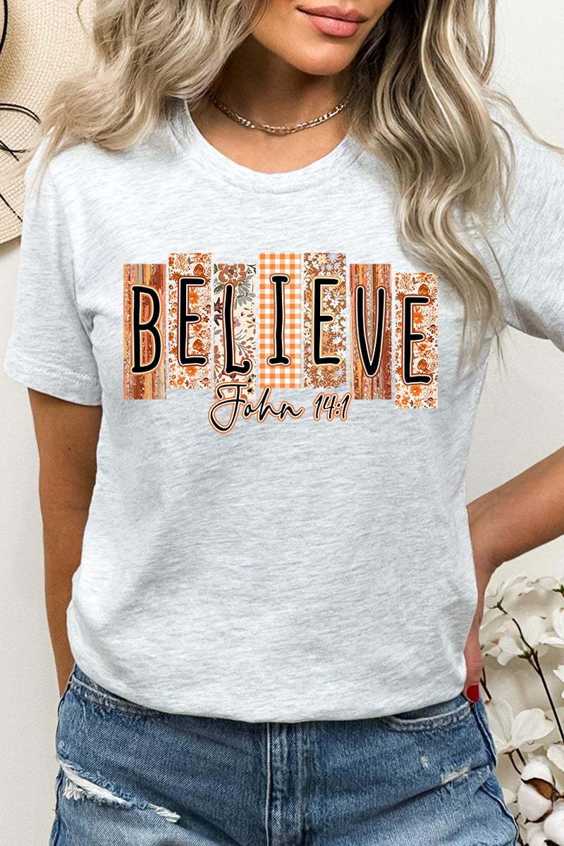 US3001P-E3167 Believe Fall Christian Graphic Plus Tee $16