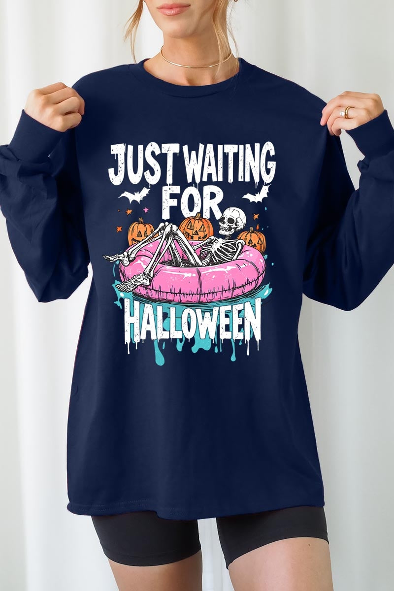 UL240P-E3138 Just Waiting For Halloween Plus Long Sleeve Tee $17
