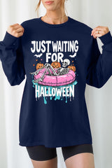UL240P-E3138 Just Waiting For Halloween Plus Long Sleeve Tee $17