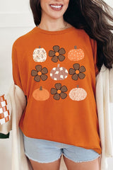 5000P-E3117 Pumpkins & Flowers Fall Plus Heavy Cotton Tee $12.75