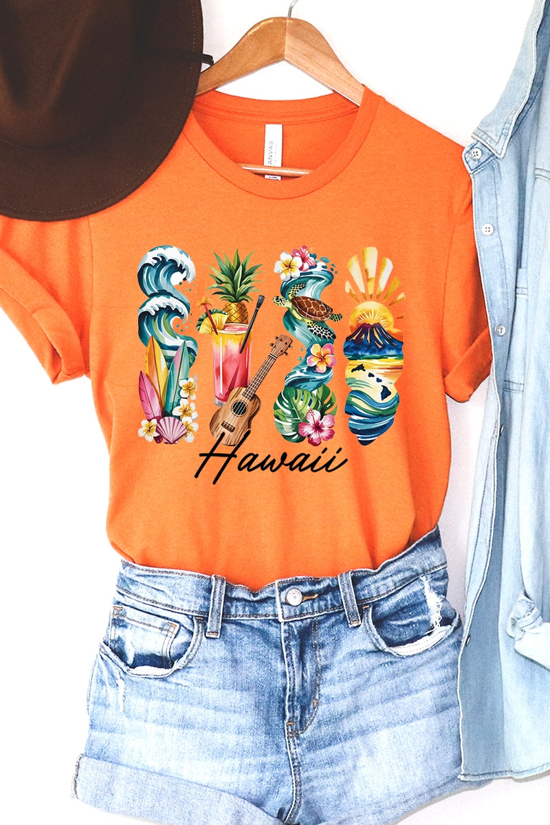 US3001-E3061HI Hawaii State Brushstroke Graphic Tee $12.5