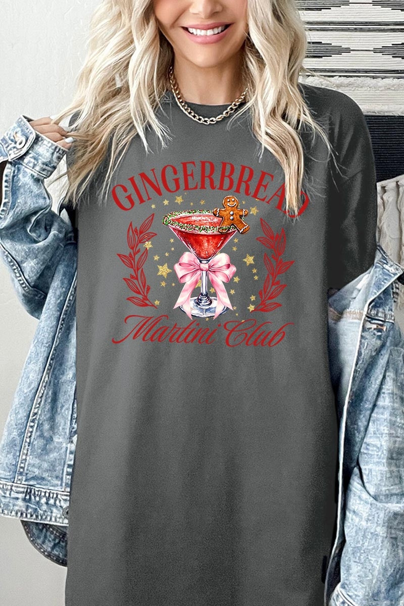 5000-E3216 Gingerbread Martini Club Graphic Heavy Cotton Tee $9