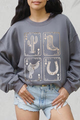 UL180P-E3094 Western Cowgirl Card Graphic Plus Sweatshirt $25