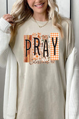 5000P-E3166 Pray Fall Christian Graphic Plus Heavy Cotton Tee $12.75