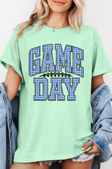 5000P-E3130 Blue Gingham Game Day Plus Heavy Cotton Tee $12.75