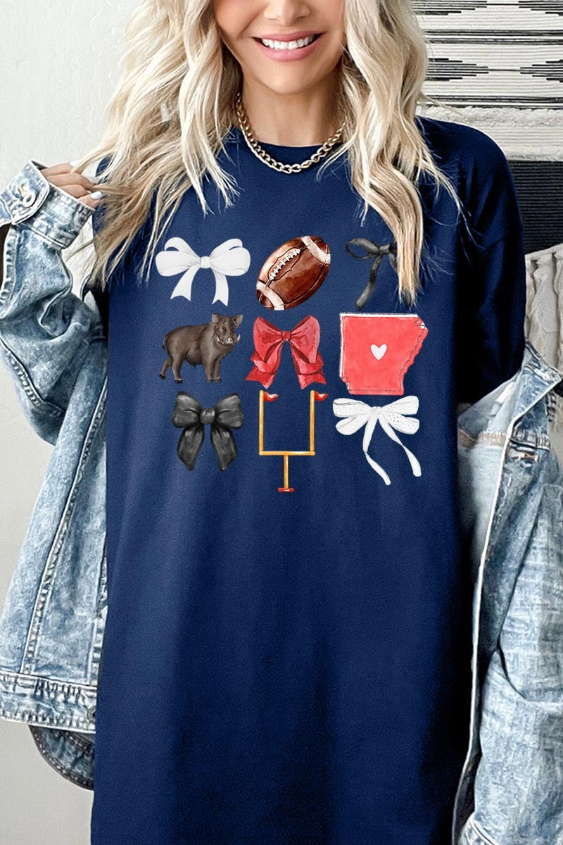 5000-E3077 Arkansas Football Graphic Heavy Cotton Tee $9