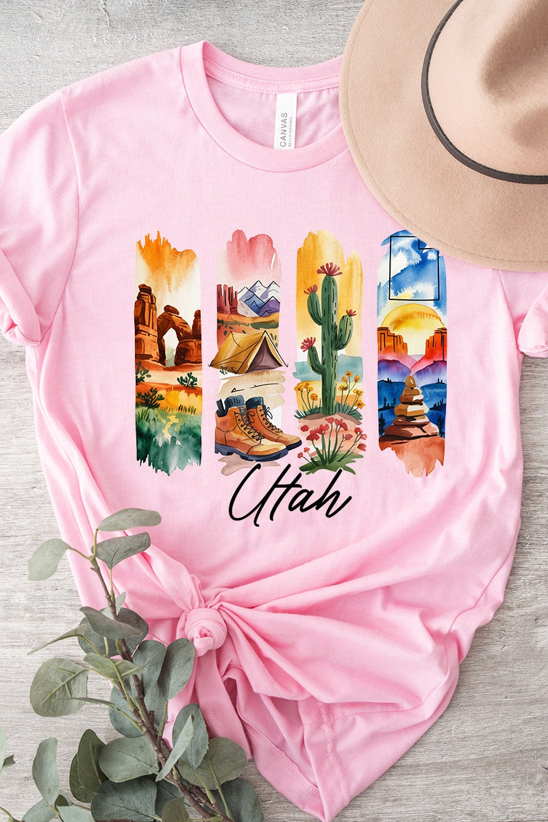 US3001-E3061UT Utah State Brushstroke Graphic Tee $12.5