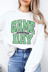 UL180P-E3128 Green Gingham Game Day Graphic Plus Sweatshirt $25