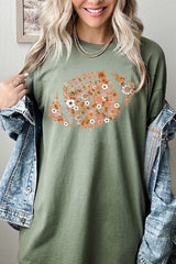 5000-E3133 Floral Football Graphic Heavy Cotton Tee $9