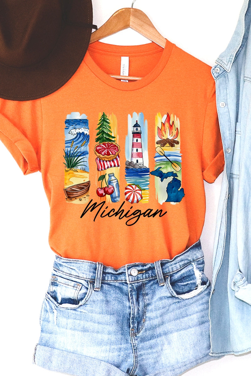 US3001-E3061MI Michigan State Brushstroke Graphic Tee $12.5