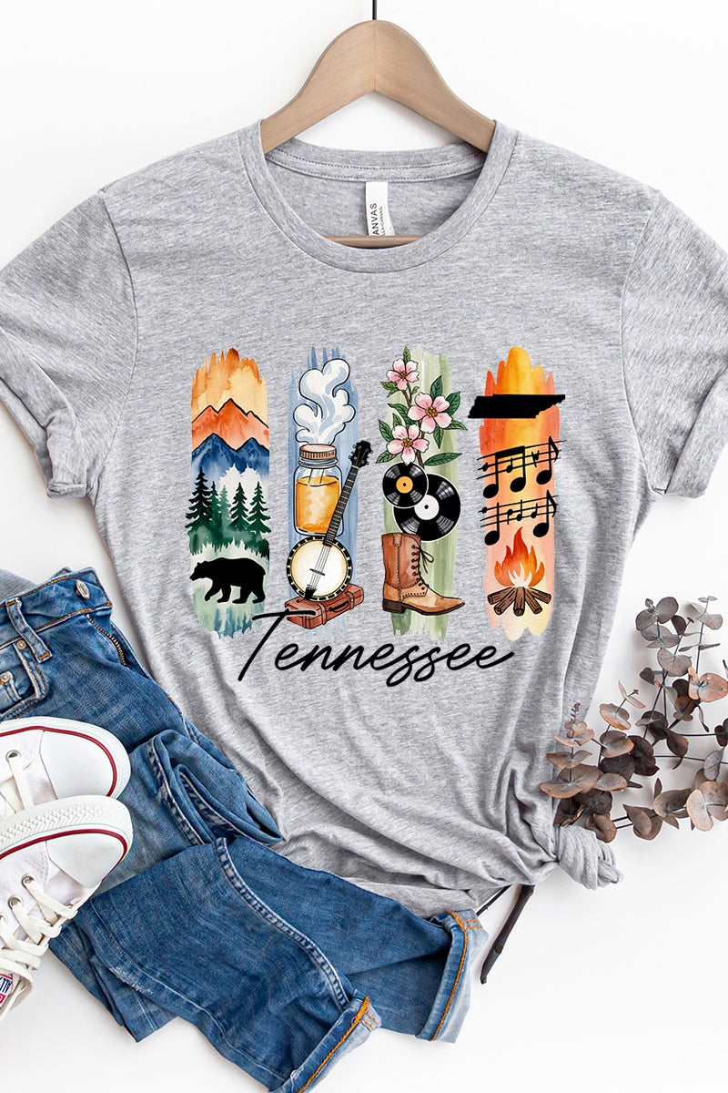 US3001P-E3061TN Tennessee State Brushstroke Graphic Plus Tee $16