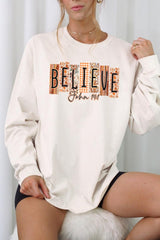 UL240-E3167 Believe Fall Christian Graphic Long Sleeve Tee $13.75