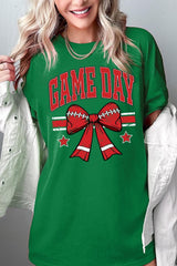 5000P-E3062 Red Football Bow Graphic Plus Heavy Cotton Tee $12.75