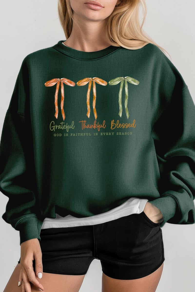 UL180-E3111 Grateful Thankful Blessed Graphic Sweatshirt $20