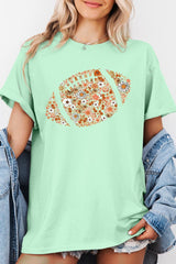 5000P-E3133 Floral Football Graphic Plus Heavy Cotton Tee $12.75