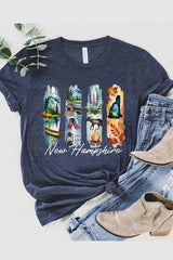 US3001P-E3061NH New Hampshire State Brushstroke Graphic Plus Tee $16
