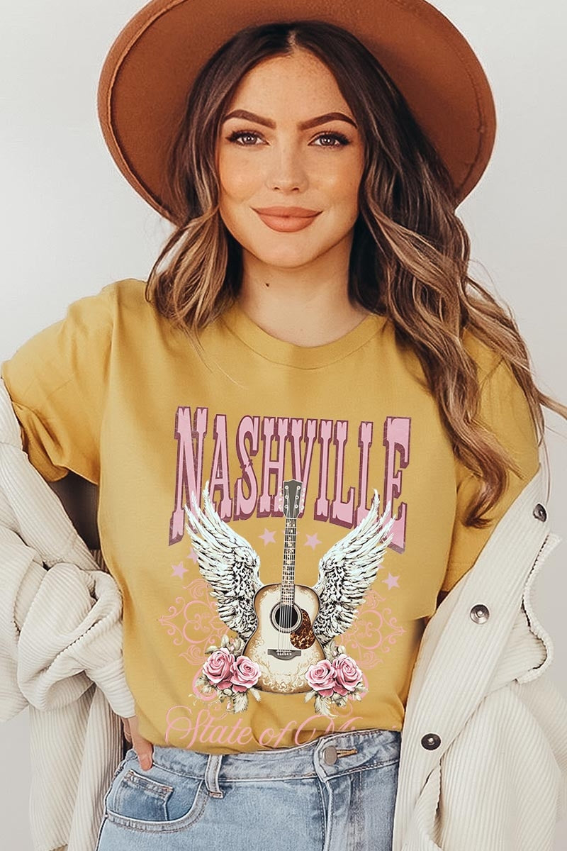 US3001P-E3157 Nashville Rose Graphic Plus Tee $16