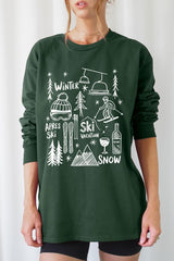 UL240-E3188 Ski Doodle Graphic Long Sleeve Tee $13.75