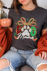 US3001-E3194 Dog Mama Christmas Paw Graphic Tee $12.5