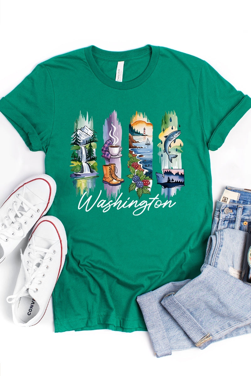 US3001P-E3061WA Washington State Brushstroke Graphic Plus Tee $16