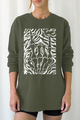 UL240-E3177 Skeleton Hands Zebra Graphic Long Sleeve Tee $13.75