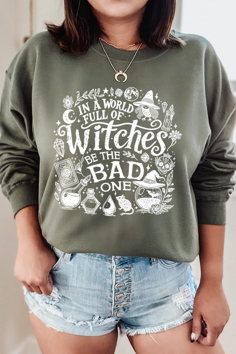 UL180P-E3139 In a World of Witches Graphic Plus Sweatshirt $25