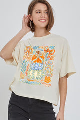 CTS-E3153 Floral Pumpkin Stack Graphic Relaxed Crop Top $11