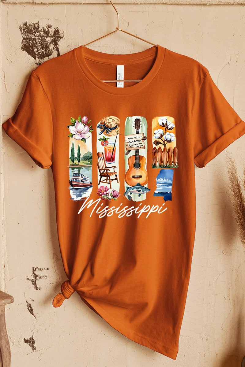 US3001-E3061MS Mississippi State Brushstroke Graphic Tee $12.5