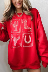 UL180-E3094 Western Cowgirl Card Graphic Sweatshirt $20