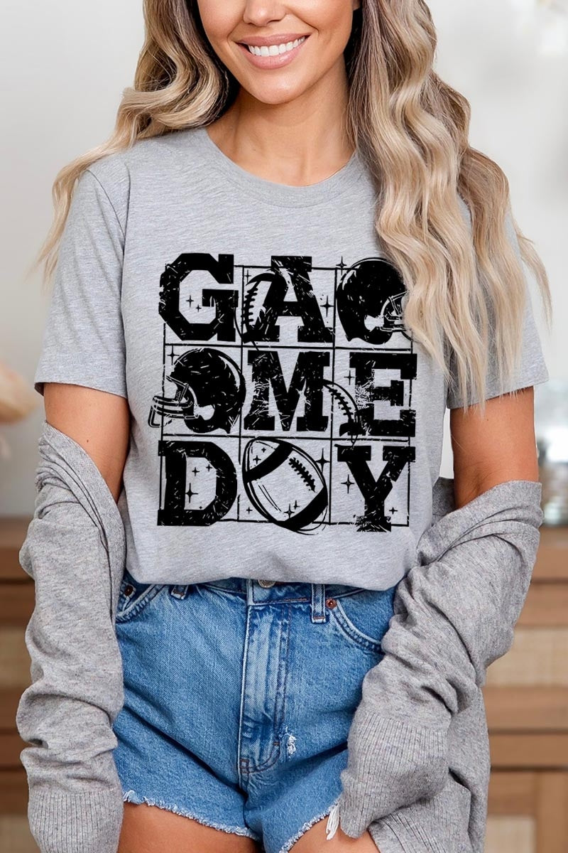 US3001P-E3073 Distressed Game Day Graphic Plus Tee $16