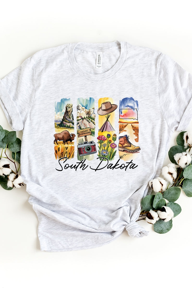 US3001P-E3061SD South Dakota State Brushstroke Graphic Plus Tee $16