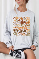 UL240P-E3136 Take Me To The Pumpkin Patch Plus Long Sleeve Tee $17