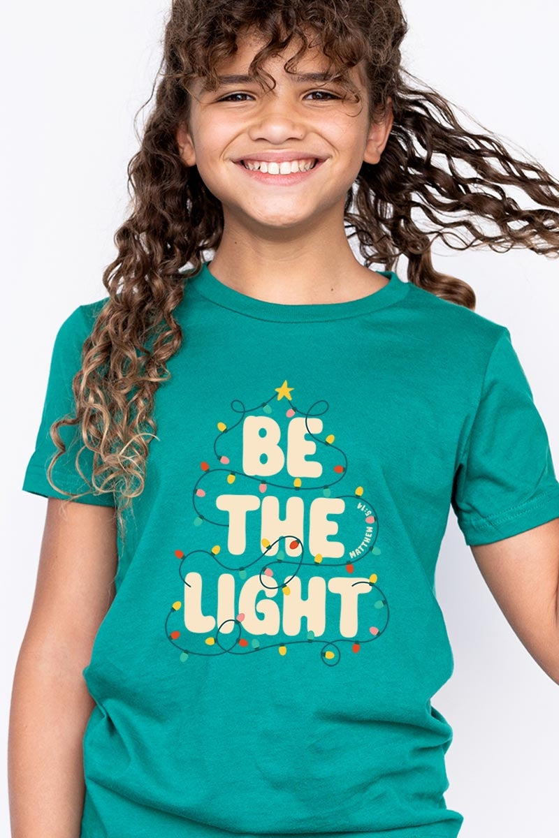 US3001Y-E3202Z Be the Light Christmas Kids Graphic Tee $11