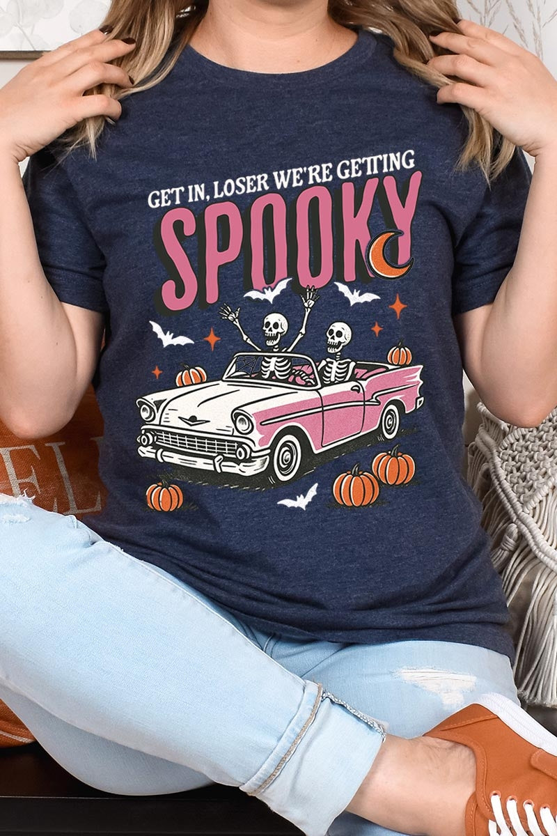 US3001-E3142 Spooky Skeleton Graphic Tee $12.5