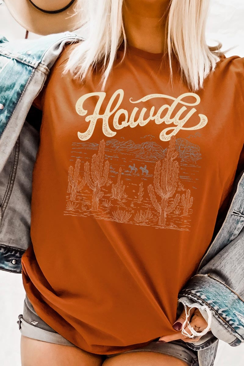 US3001P-E3095 Howdy Desert Western Graphic Plus Tee $16