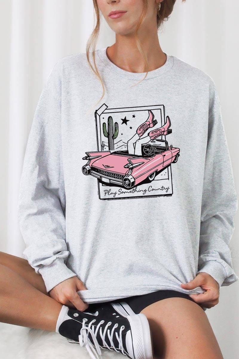 UL240P-E3098 Play Something Country Plus Long Sleeve Tee $17