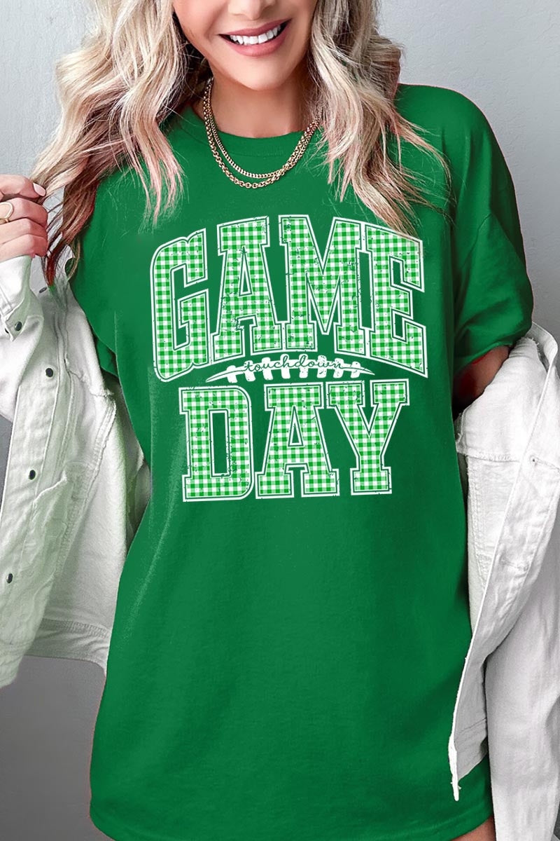 5000P-E3128 Green Gingham Game Day Plus Heavy Cotton Tee $12.75